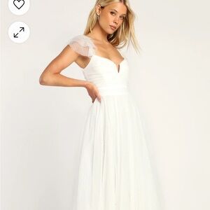 Lulu's White Embellished Midi wedding Gown